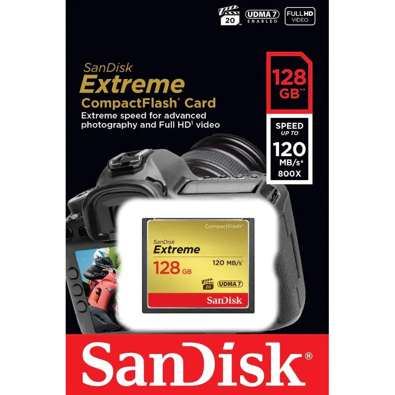 SanDisk Extreme 128 GB UDMA7 CompactFlash Card - Black/Gold - eBuy UAE
